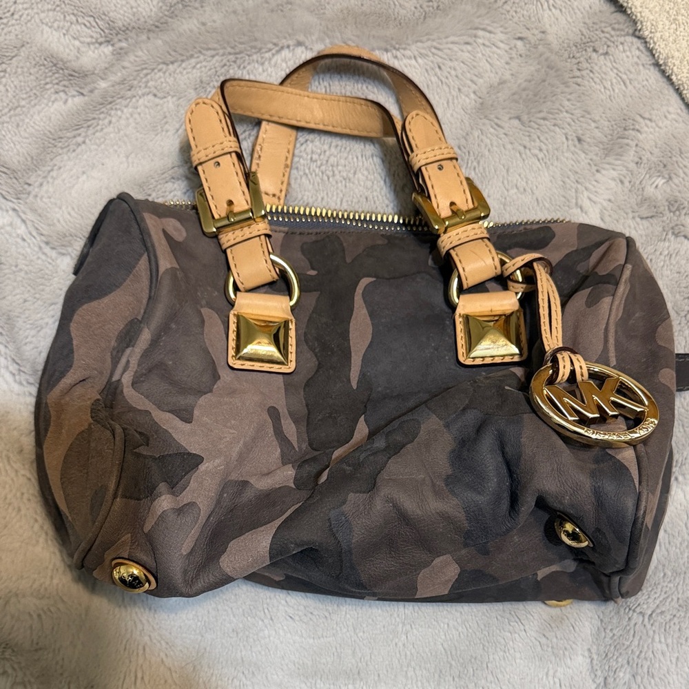 Michael Kors Brown Tan Camouflage Satchel